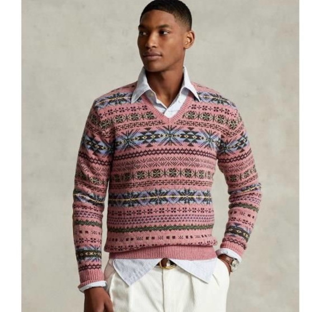 Ralph Lauren Polo Indian pink fairisle sweater